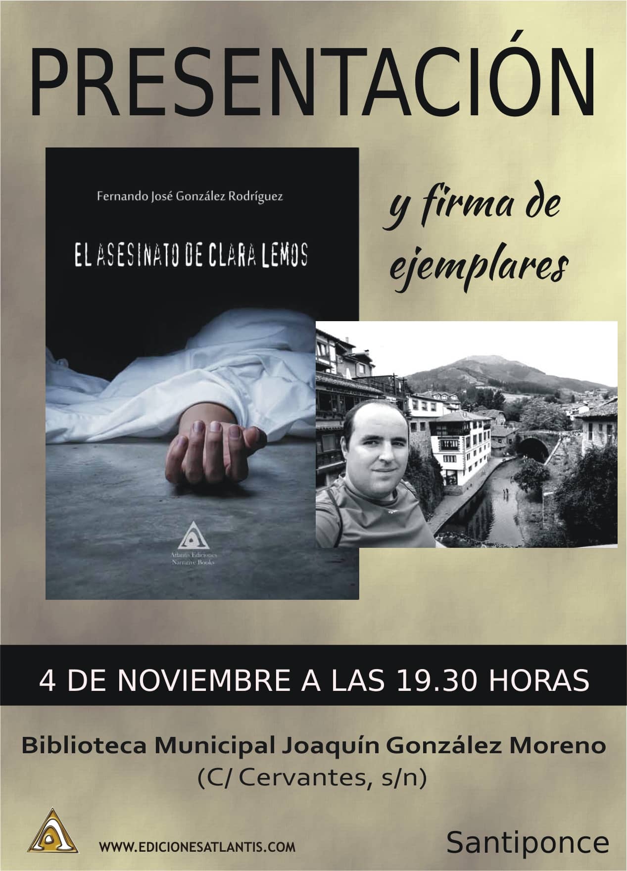 El escritor Fernando José González Rodríguez presenta su nueva obra: “El asesinato de Clara Lemos”